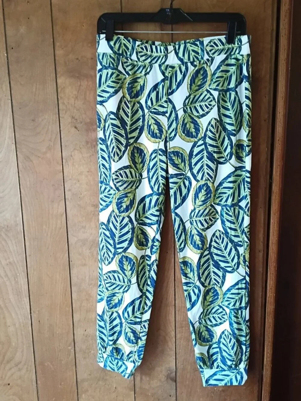 Rachel Roy Womens 2 Piece Leaf Print Tank Top Pants Set Size L Stretch NWT